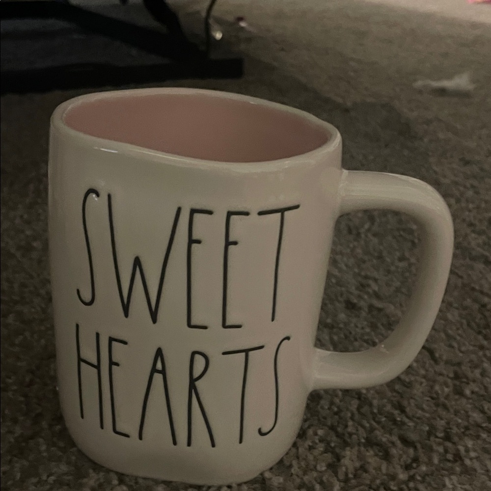Rae Dunn Sweet Hearts Mug - Pink Interior, White Exterior